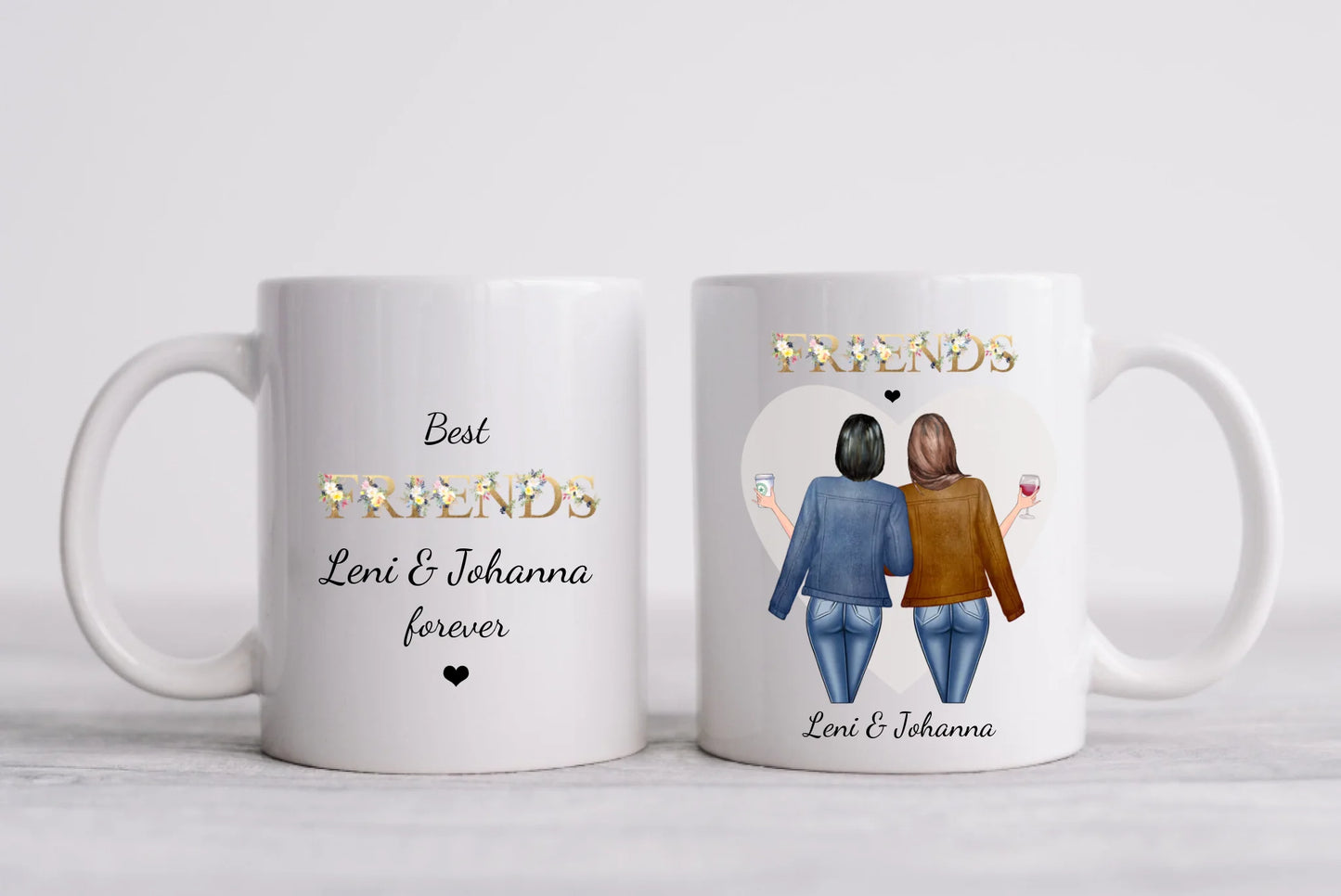 Geschenk 2 Beste Freundinnen Tasse personalisiert - Beste Freundin Geschenk