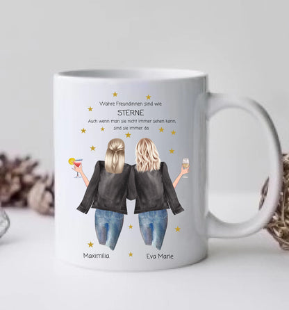 2 Beste Freundinnen Tasse personalisiert - Beste Freundin Geburtstagsgeschenk