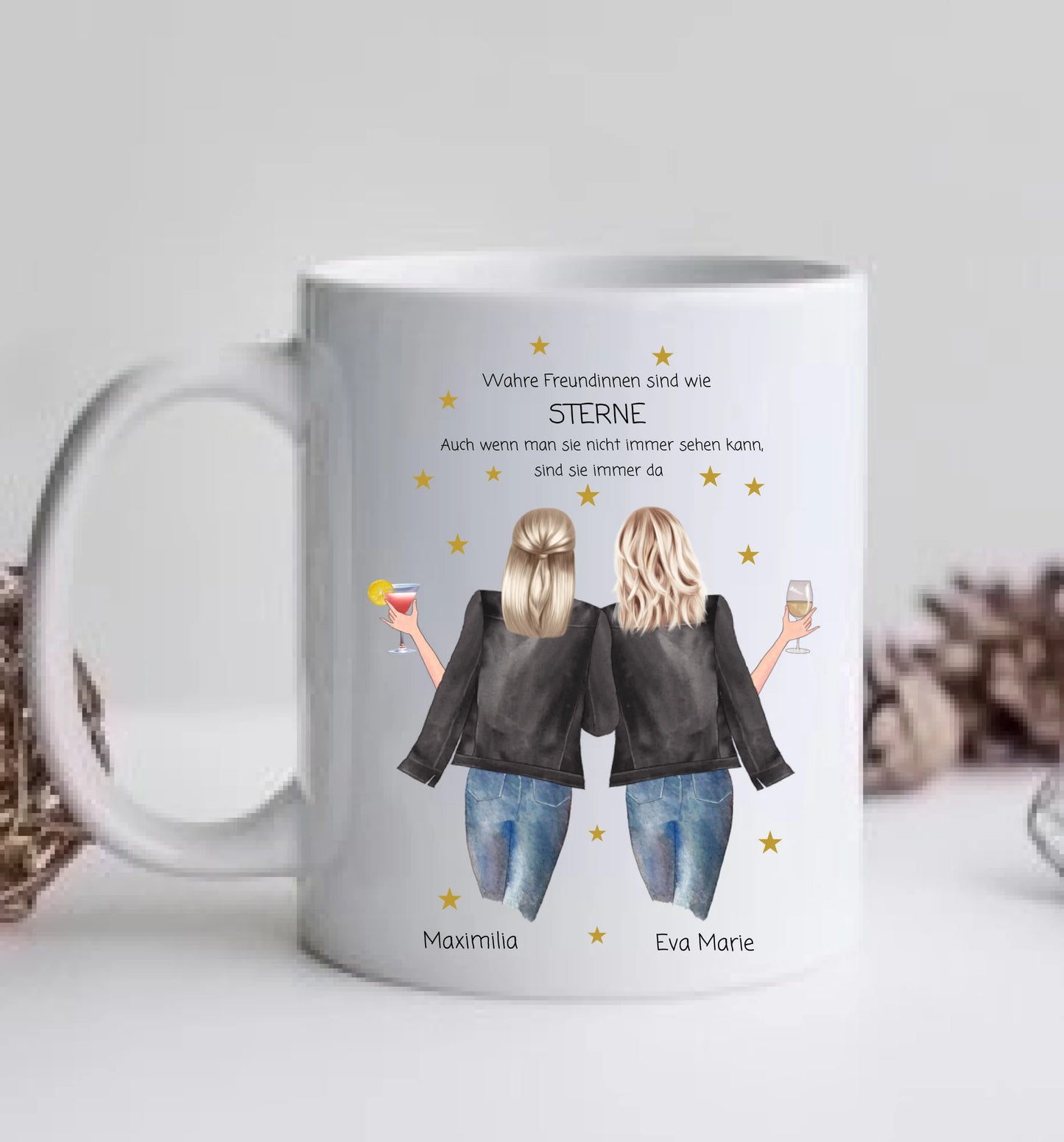 2 Beste Freundinnen Tasse personalisiert - Beste Freundin Geburtstagsgeschenk