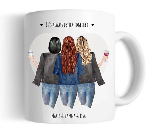 Personalsierte Tasse Geschenk 3 Beste Freundinnen,  Kaffeebecher, 

Beste Freunde Freundschaftsgeschenk, Geburtstagsgeschenk, Weihnachtsgeschenk