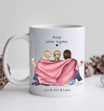 3 Beste Freundinnen Tasse personalisiert - Geschenk  Freundin Geburtstagsgeschenk