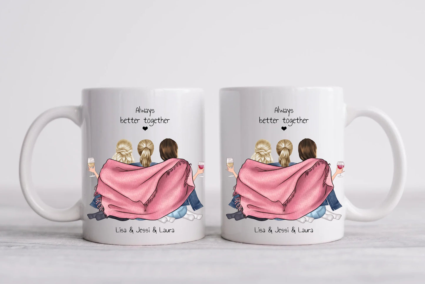 3 Beste Freundinnen Tasse personalisiert - Geschenk  Freundin Geburtstagsgeschenk