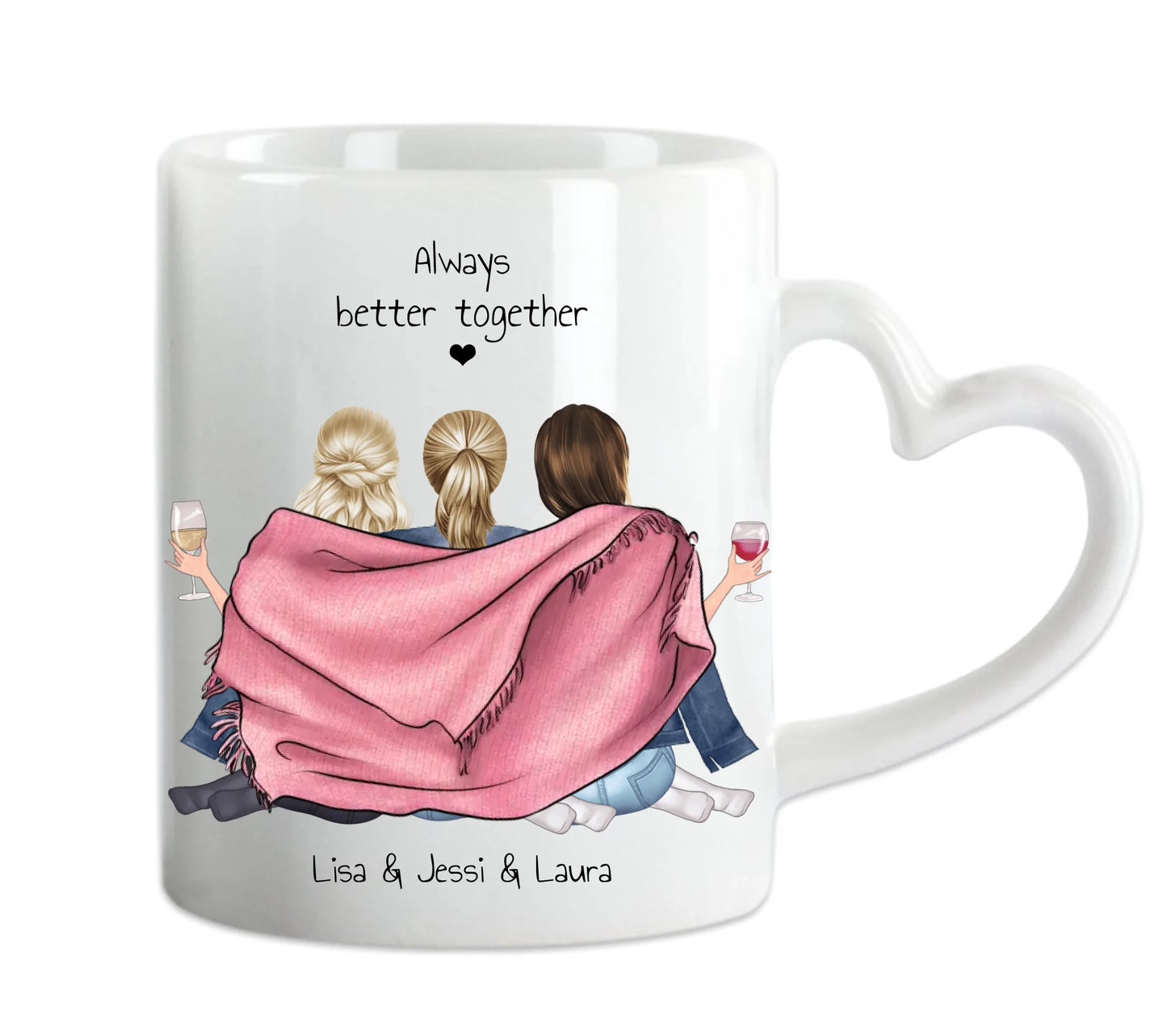3 Beste Freundinnen Tasse personalisiert - Geschenk  Freundin Geburtstagsgeschenk