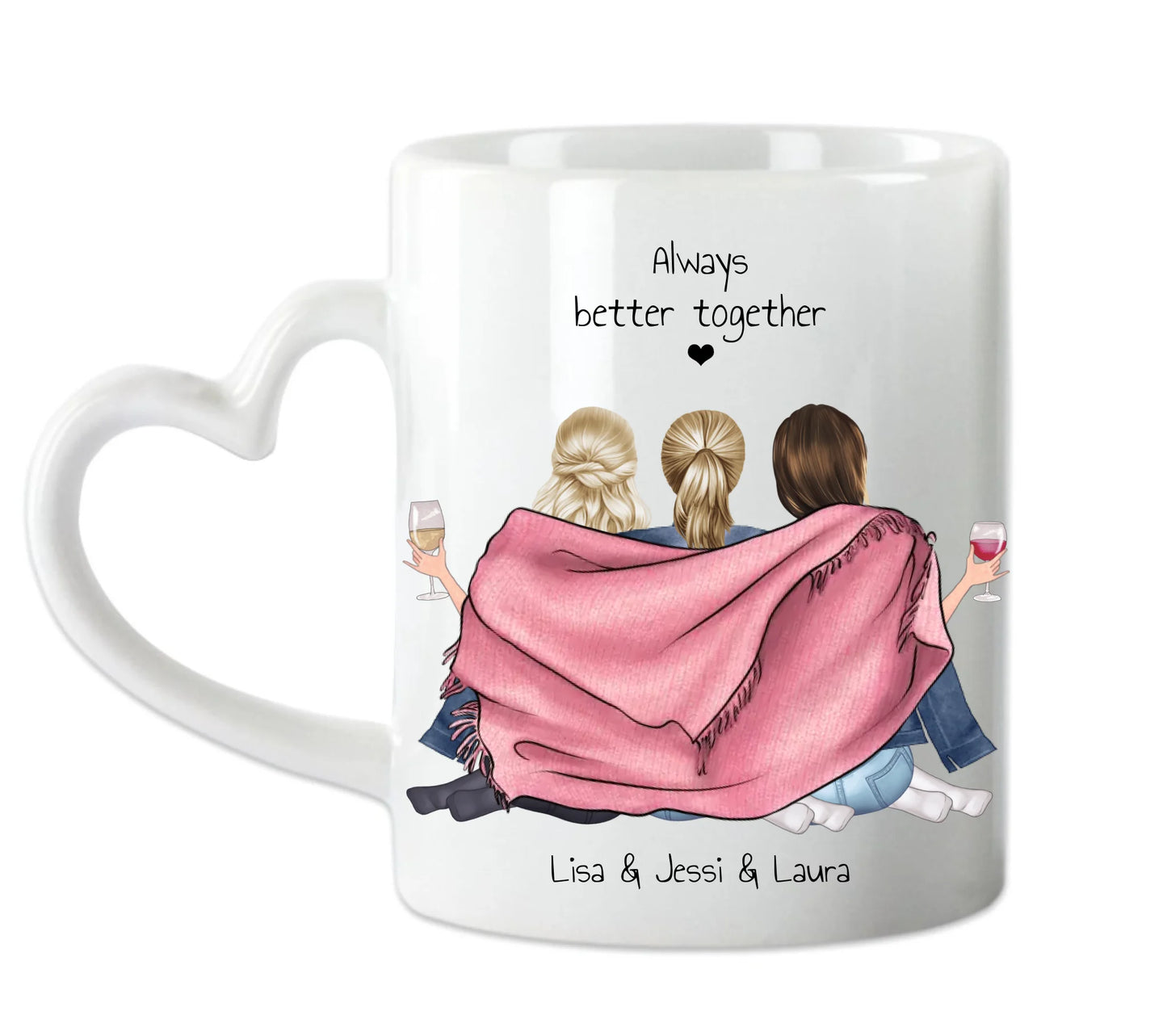 3 Beste Freundinnen Tasse personalisiert - Geschenk  Freundin Geburtstagsgeschenk