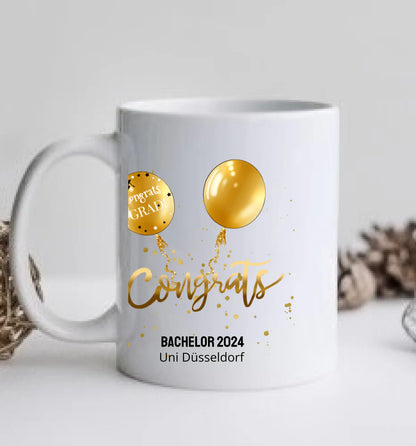 Personalisierte Tasse Schulabschluß, Geschenk 2023 Bachelor, Master, Doktor, Promotion Abitur, Abi, Ausbildung