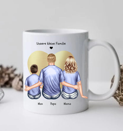 Geschenk Papa, Geschenk Mama - Personalisierte Tasse Vatertag - Muttertag - Geburtstagsgeschenk - Weihnachtsgeschenk Familie mit Kind