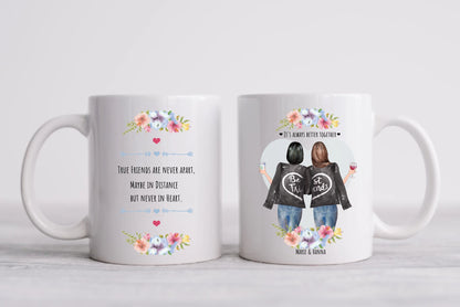 Personalisierte Tasse 2 Beste Freundin Kaffeebecher, Freundinnentasse, Geschenk Schwester, Kollegin, Weihnachtsgeschenk