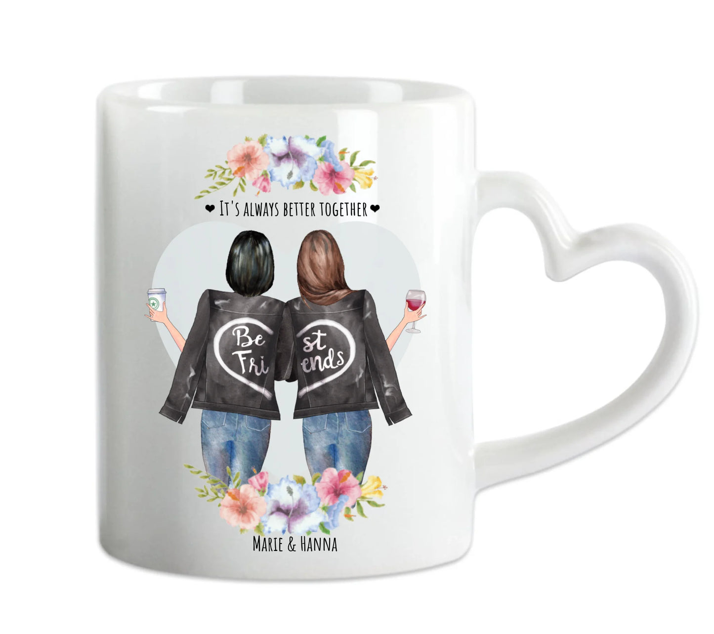 Personalisierte Tasse 2 Beste Freundin Kaffeebecher, Freundinnentasse, Geschenk Schwester, Kollegin, Weihnachtsgeschenk