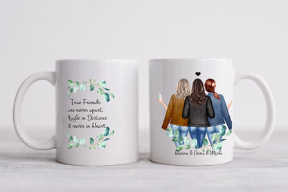 Personalisierte Tasse Geschenk Freundin - 3 Beste Freundinnen Tasse, Schwester, Kollegin, Tassendruck