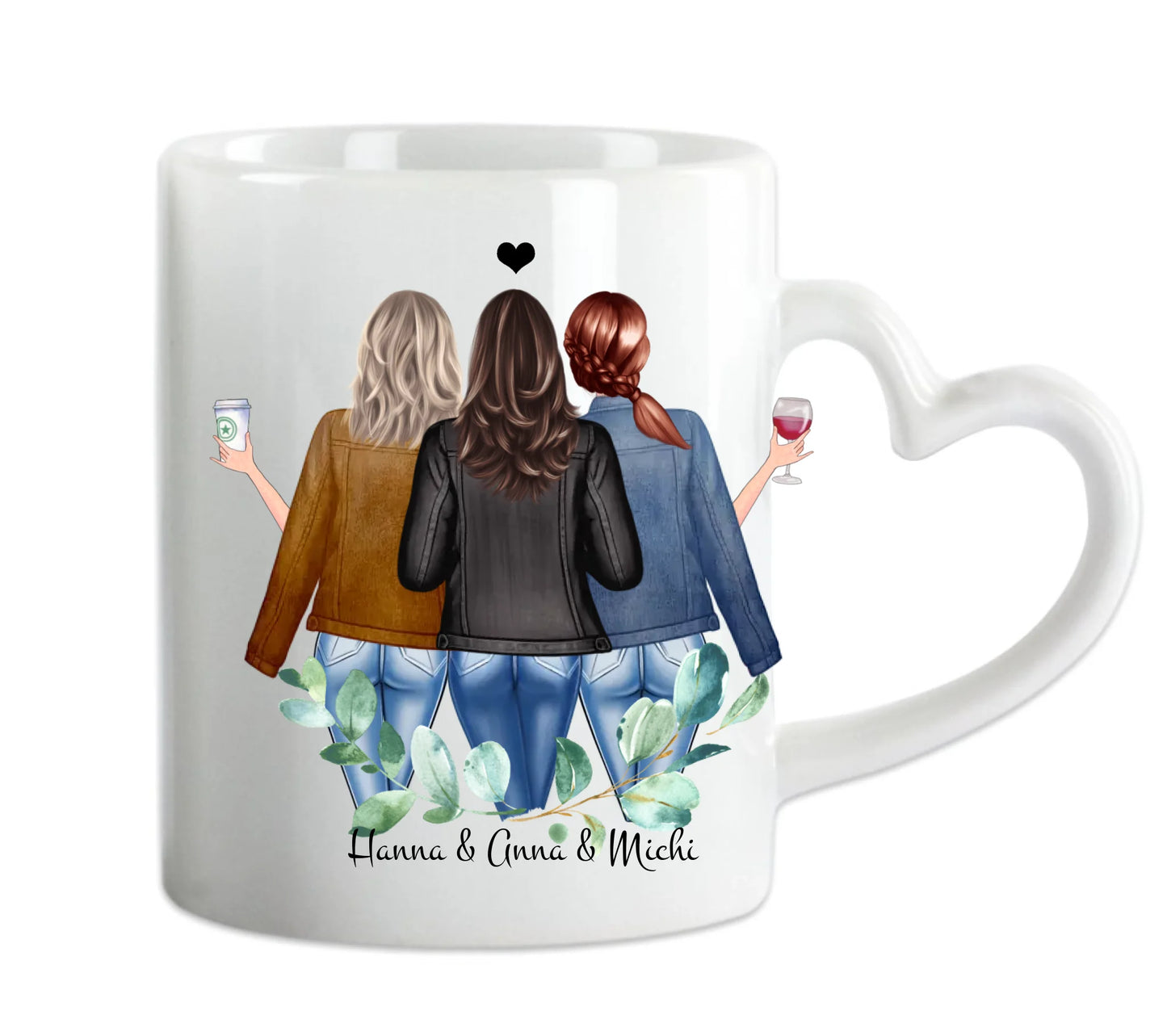 Personalisierte Tasse Geschenk Freundin - 3 Beste Freundinnen Tasse, Schwester, Kollegin, Tassendruck