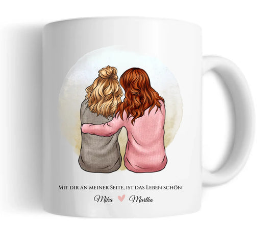 Personalisierte Tasse Geschenk für Freundin / 2 Freundinnen - Becher für Mädchen - Geburtstag Geschenk Frau