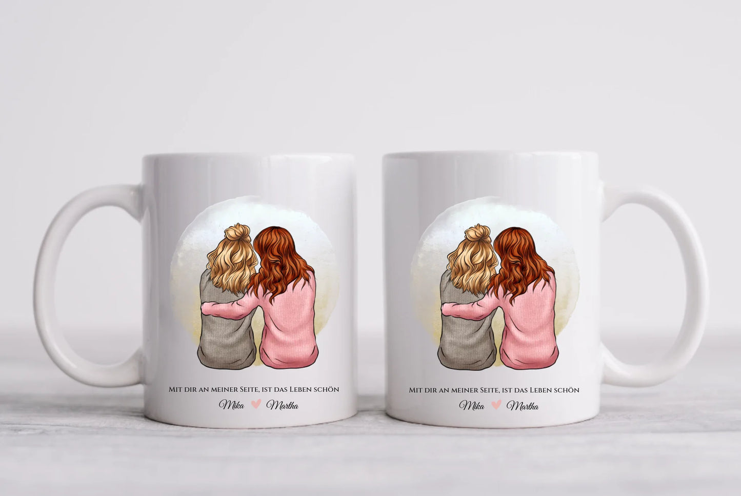 Personalisierte Tasse Geschenk für Freundin / 2 Freundinnen - Becher für Mädchen - Geburtstag Geschenk Frau