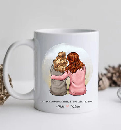 Personalisierte Tasse Geschenk für Freundin / 2 Freundinnen - Becher für Mädchen - Geburtstag Geschenk Frau