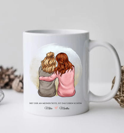 Personalisierte Tasse Geschenk für Freundin / 2 Freundinnen - Becher für Mädchen - Geburtstag Geschenk Frau