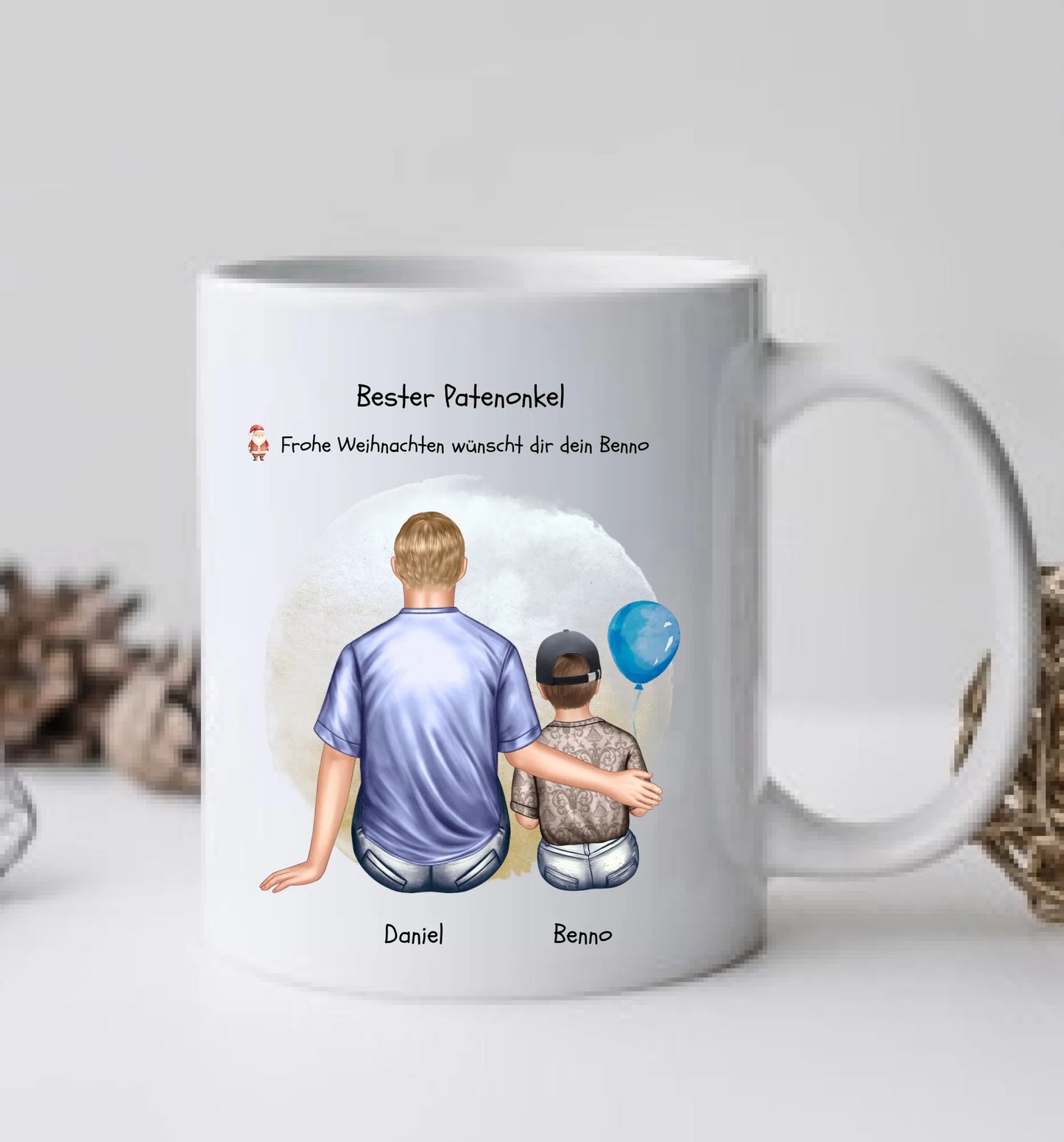 Geschenk Patenonkel mit Patenkind Junge Tasse pesonalisiert, Weihnachtsgeschenk Geburtstagsgeschenk für Paten