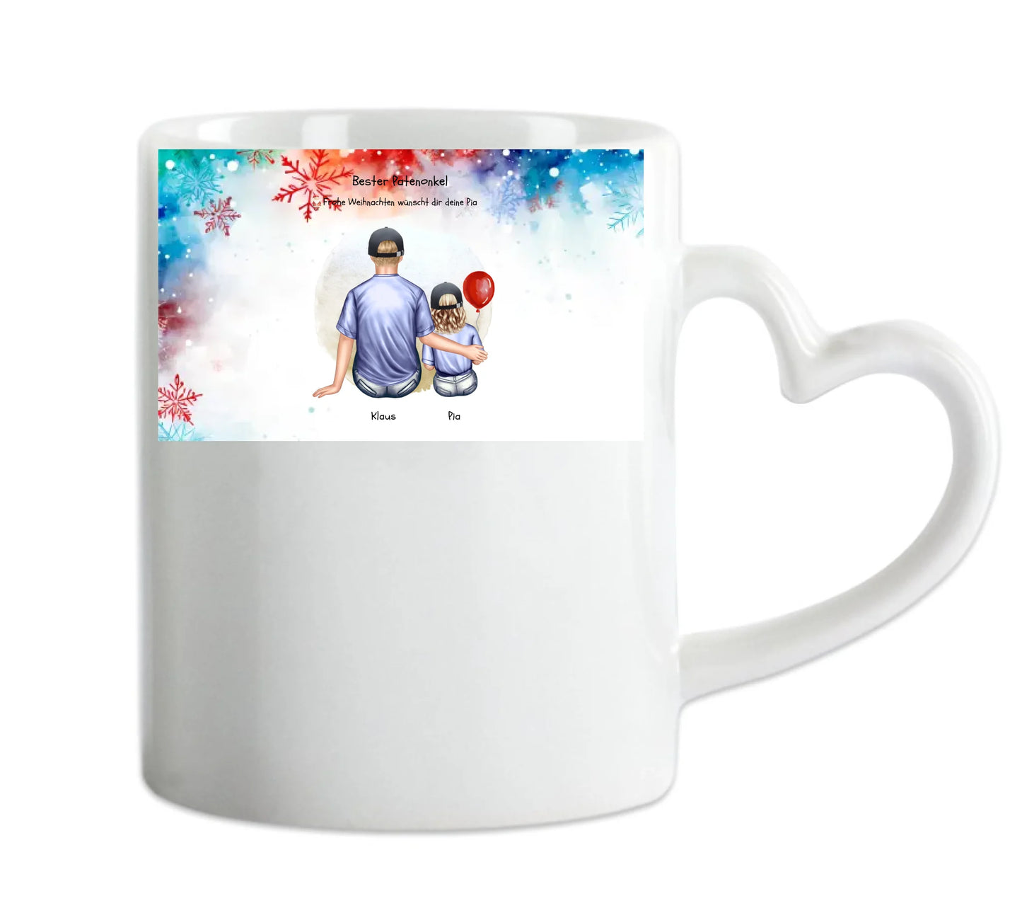 Geschenk Patenonkel mit Patenkind Mädchen Tasse pesonalisiert, Weihnachtsgeschenk Geburtstagsgeschenk