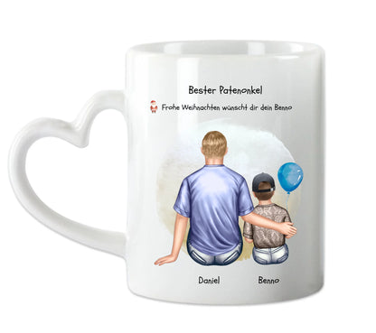 Geschenk Patenonkel mit Patenkind Junge Tasse pesonalisiert, Weihnachtsgeschenk Geburtstagsgeschenk für Paten