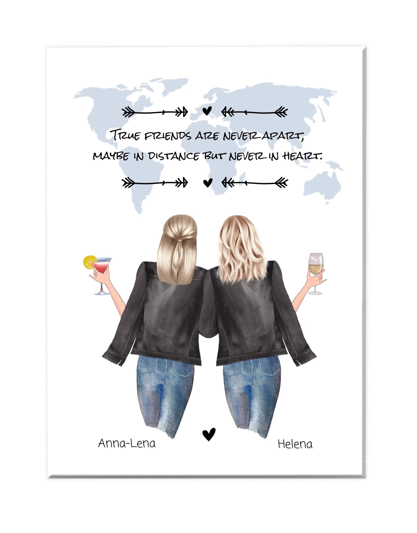 2 Beste Freundinnen Poster Geschenk mit Spruch personalisiert - Geburtstagsgeschenk  - Personalisiertes Freundin Bild Weihnachtsgeschenk