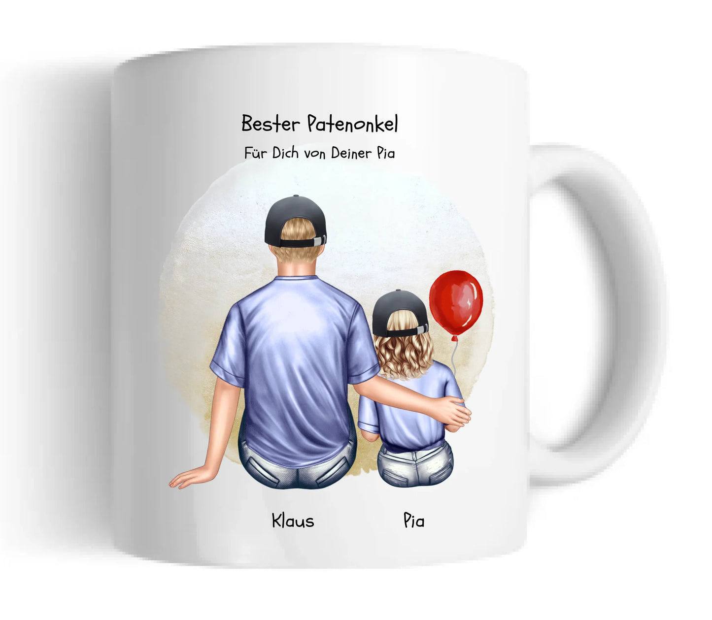 Geschenk Patenonkel mit Patenkind Mädchen Tasse pesonalisiert, Weihnachtsgeschenk Geburtstagsgeschenk