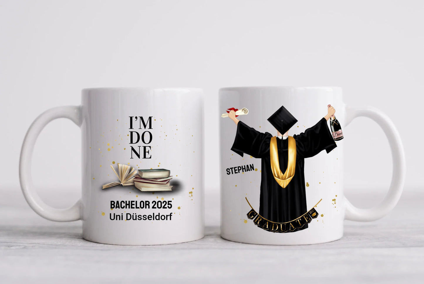 Personalisierte Tasse Geschenk Schulabschluß Mann, Bachelor, Master, Doktor, PromotionAbitur, Abi, Berufsausbildung