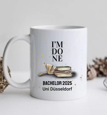 Personalisierte Tasse Geschenk Schulabschluß Mann, Bachelor, Master, Doktor, PromotionAbitur, Abi, Berufsausbildung