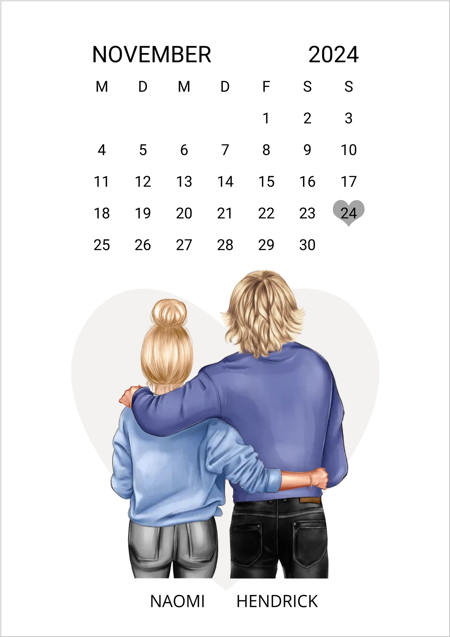 "Unser Date" Kalenderposter für Paare | Geschenk Valentinstag | Hochzeitstag | Jahrestag