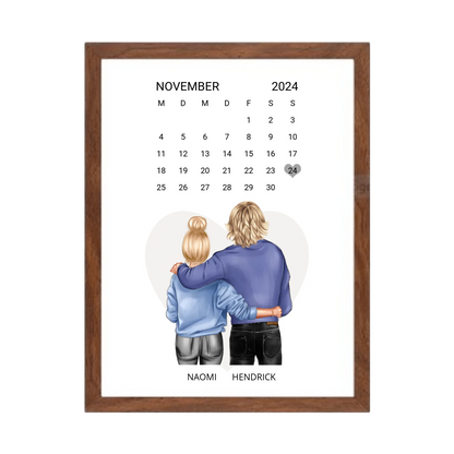 "Unser Date" Kalenderposter für Paare | Geschenk Valentinstag | Hochzeitstag | Jahrestag