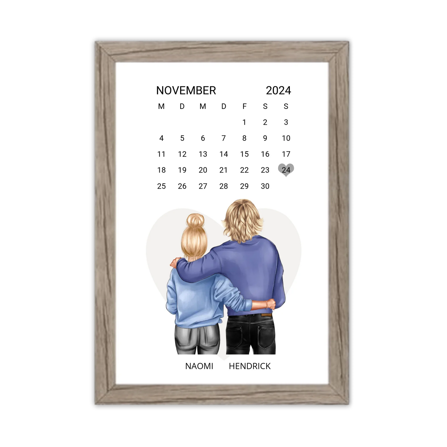 "Unser Date" Kalenderposter für Paare | Geschenk Valentinstag | Hochzeitstag | Jahrestag