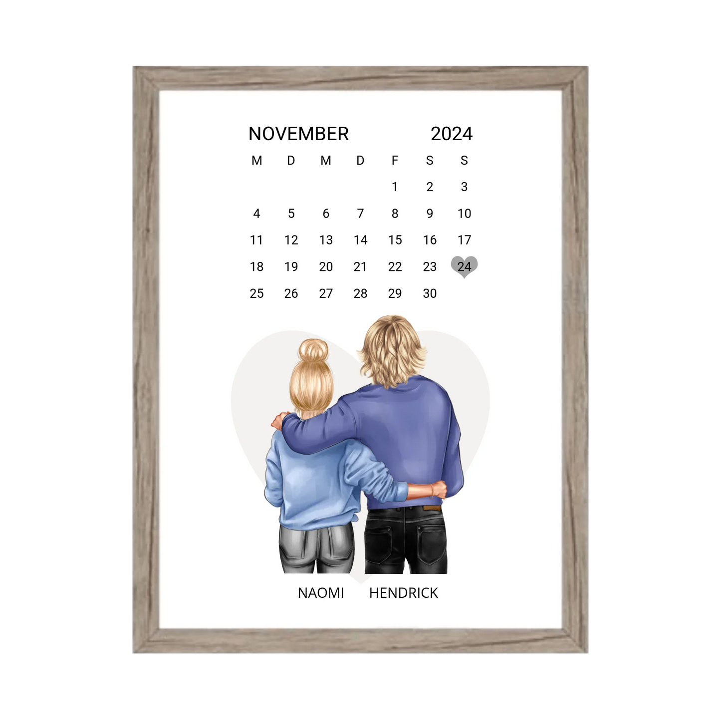 "Unser Date" Kalenderposter für Paare | Geschenk Valentinstag | Hochzeitstag | Jahrestag