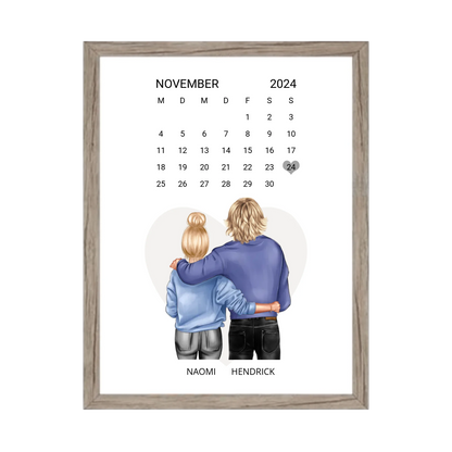 "Unser Date" Kalenderposter für Paare | Geschenk Valentinstag | Hochzeitstag | Jahrestag