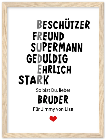 "Definition Bruder" personalisiertes Poster Geschenk Geburtstagsgeschenk | Zeitraum-Kunstdrucke