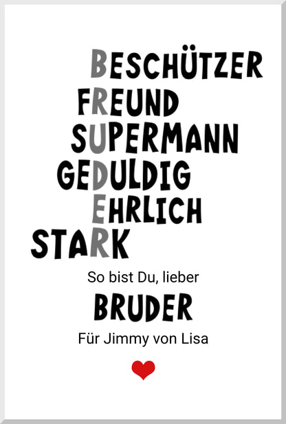 "Definition Bruder" personalisiertes Poster Geschenk Geburtstagsgeschenk | Zeitraum-Kunstdrucke