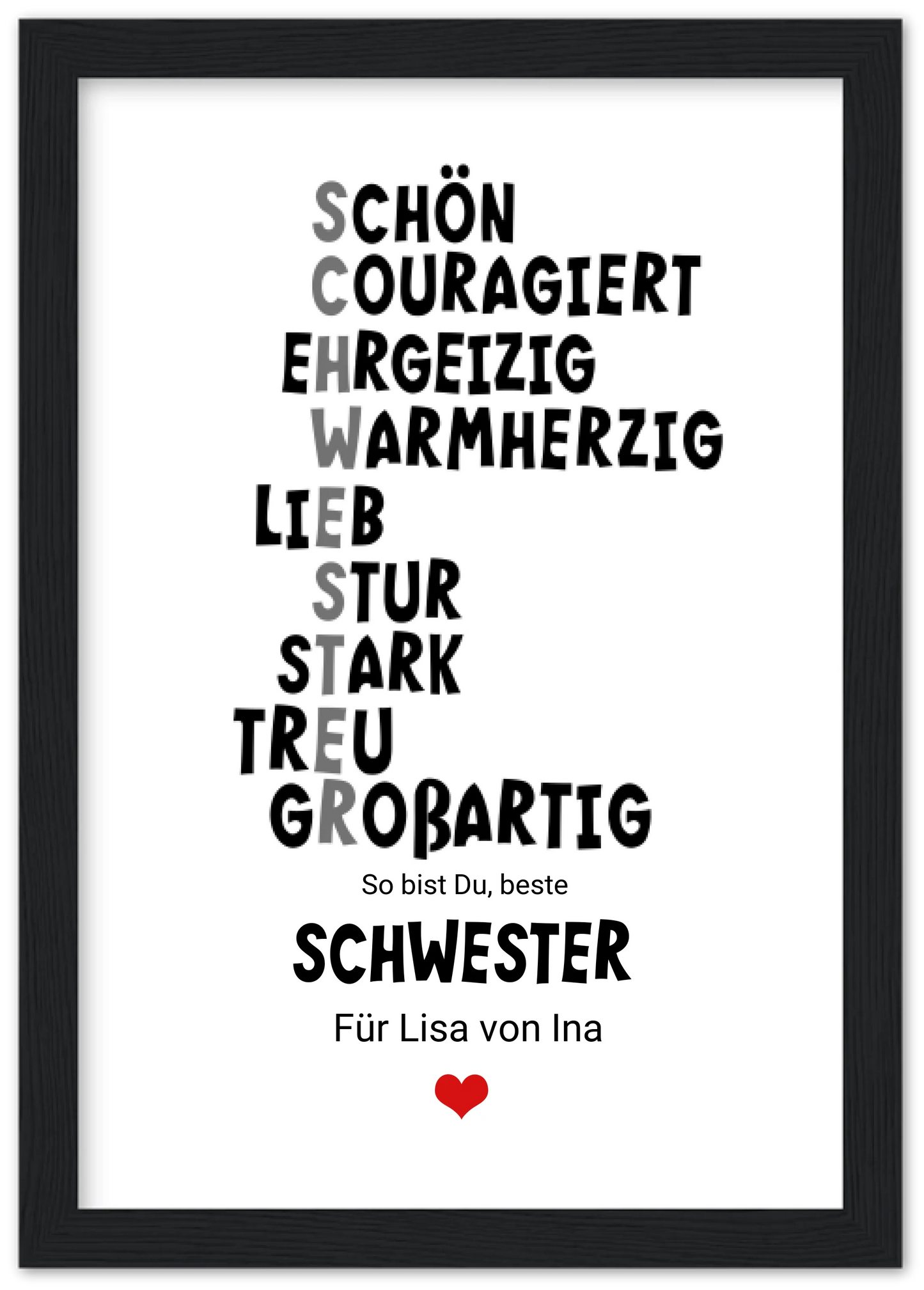 "Definition Schwester" personalisiertes Poster Geschenk Schwester | Bild Geburtstagsgeschenk | Zeitraum-Kunstdrucke