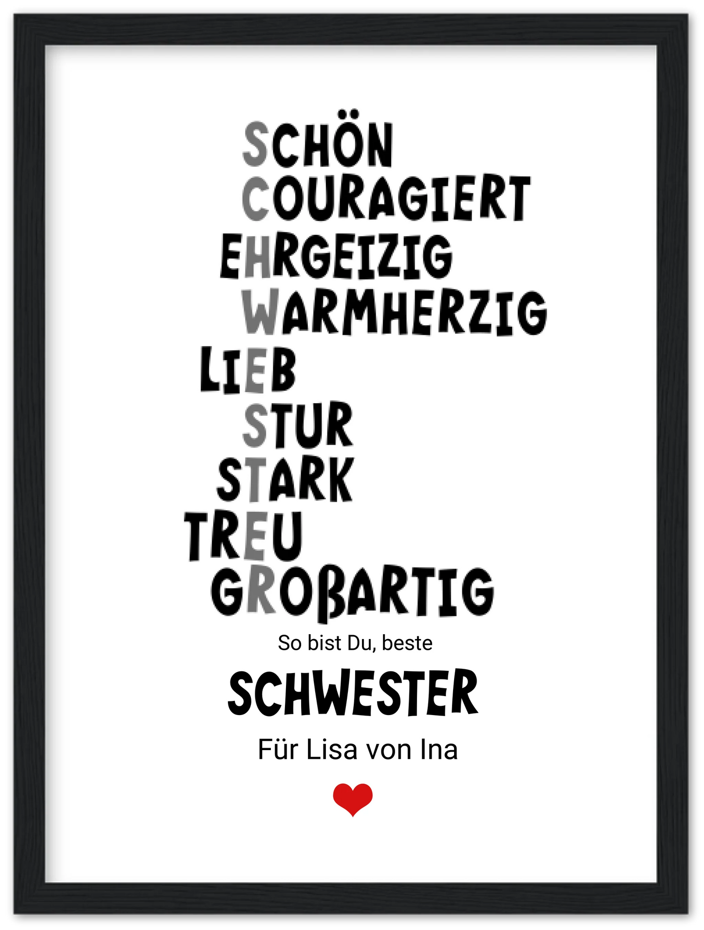 "Definition Schwester" personalisiertes Poster Geschenk Schwester | Bild Geburtstagsgeschenk | Zeitraum-Kunstdrucke