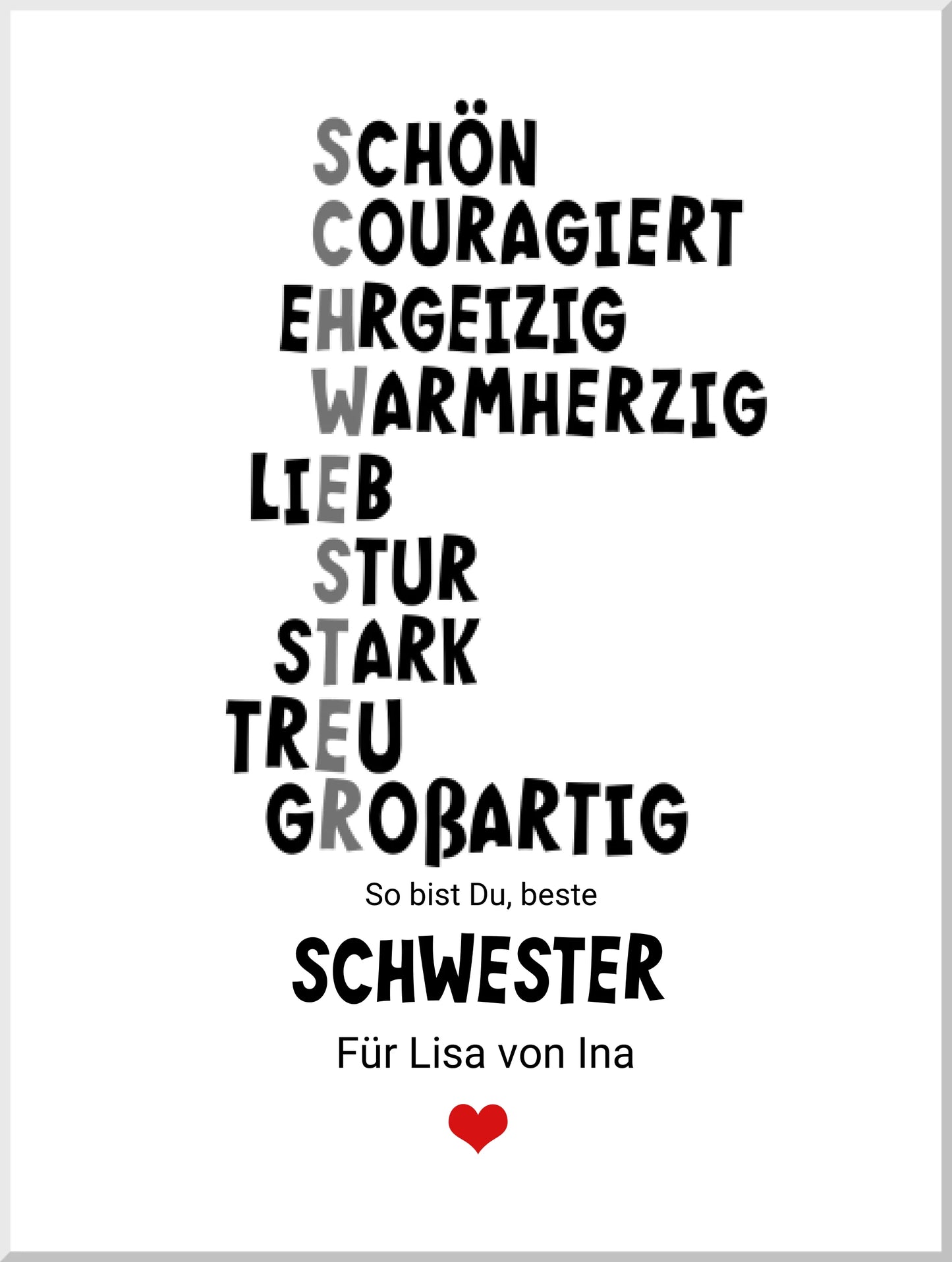 "Definition Schwester" personalisiertes Poster Geschenk Schwester | Bild Geburtstagsgeschenk | Zeitraum-Kunstdrucke