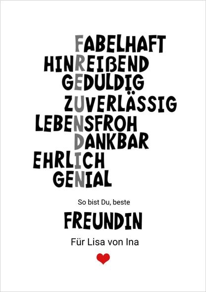 "Beste Freundin" Definition Poster | Zeitraum-Kunstdruck