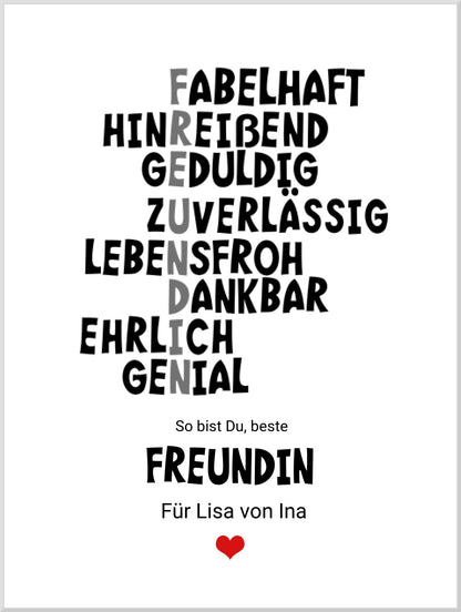 "Beste Freundin" Definition Poster | Zeitraum-Kunstdruck