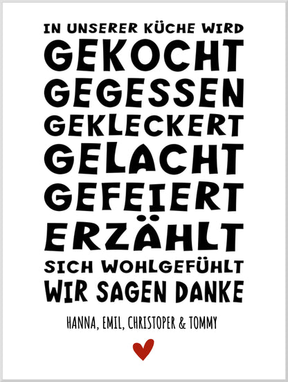 "In unserer Küche" Küchenposter Sprücheposter | Zeitraum-Kunstdruck 2