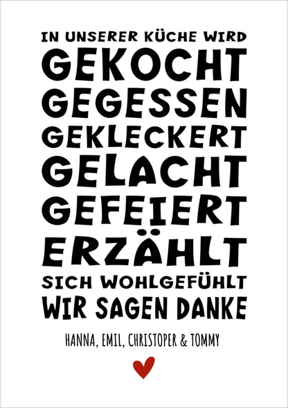 "In unserer Küche" Küchenposter Sprücheposter | Zeitraum-Kunstdruck 2