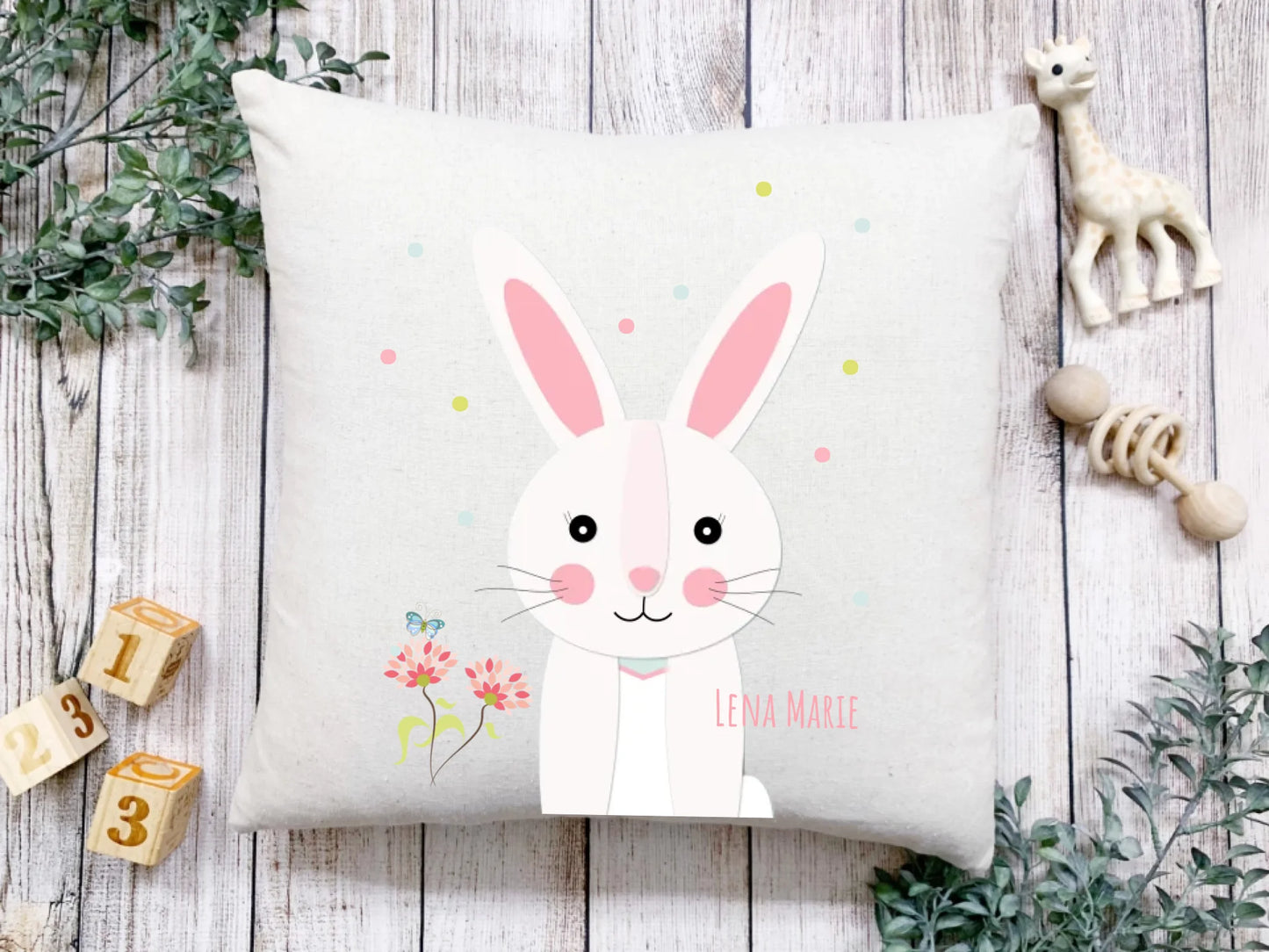 Kind Ostergeschenk kuscheliges Osterhase Kinderkissen mit Namen
