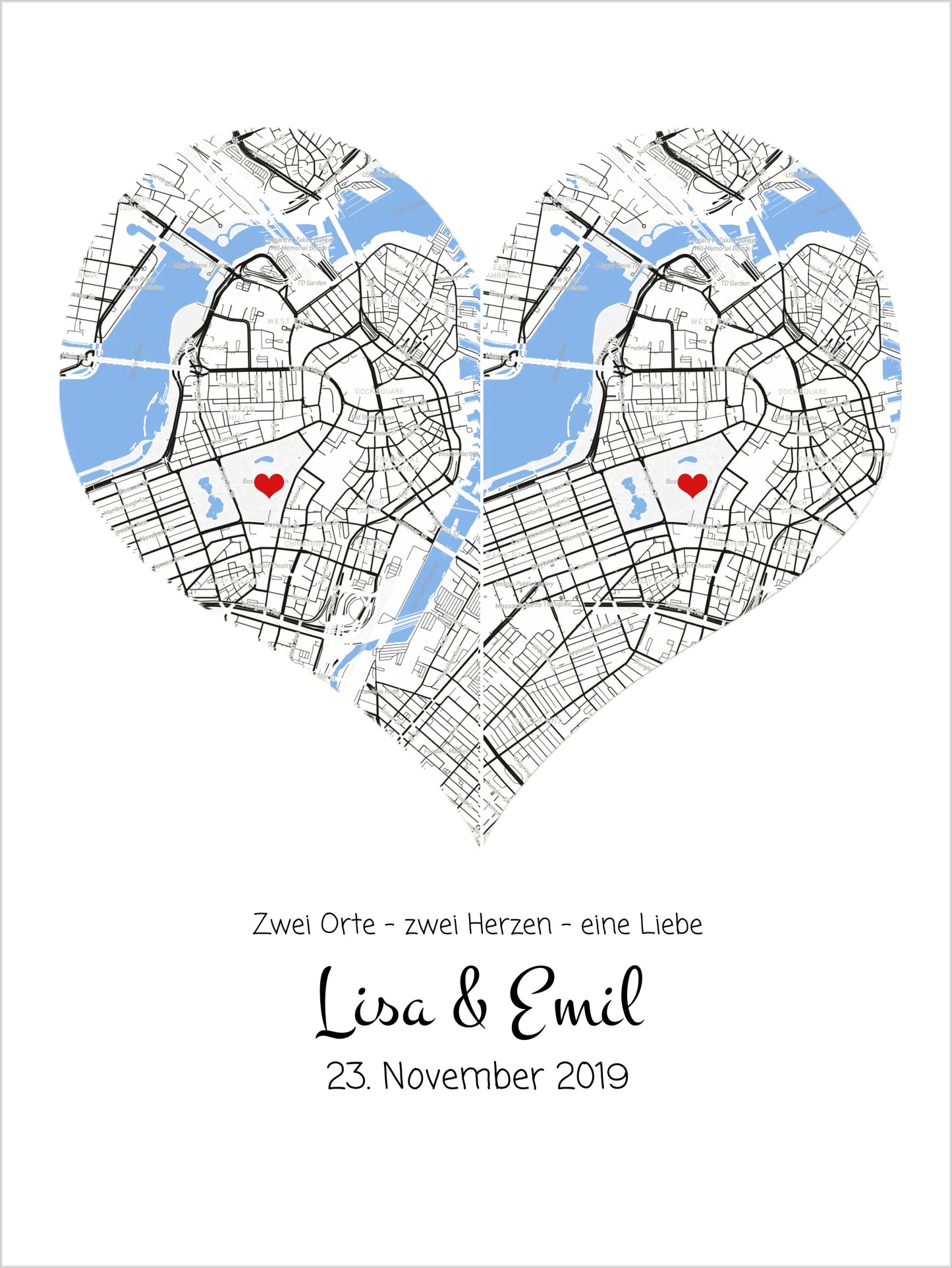 Hochzeitsgeschenk Brautpaar "Wo alles begann Koordinaten Bild | Hochzeitstag Jahrestag Valentinstag