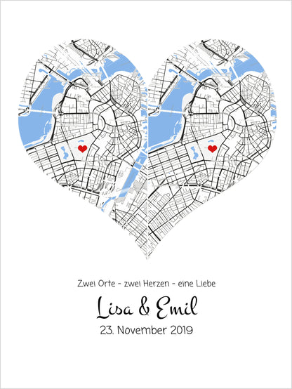 Hochzeitsgeschenk Brautpaar "Wo alles begann Koordinaten Bild | Hochzeitstag Jahrestag Valentinstag