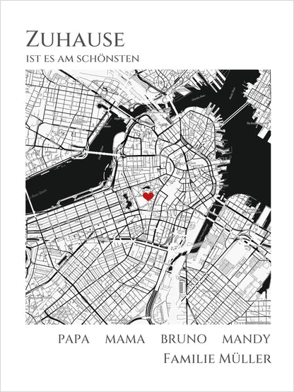 Zuhause Poster personalisiertes Geschenk | Stadtkarte Einzugsgeschenk | Koordinaten Bild