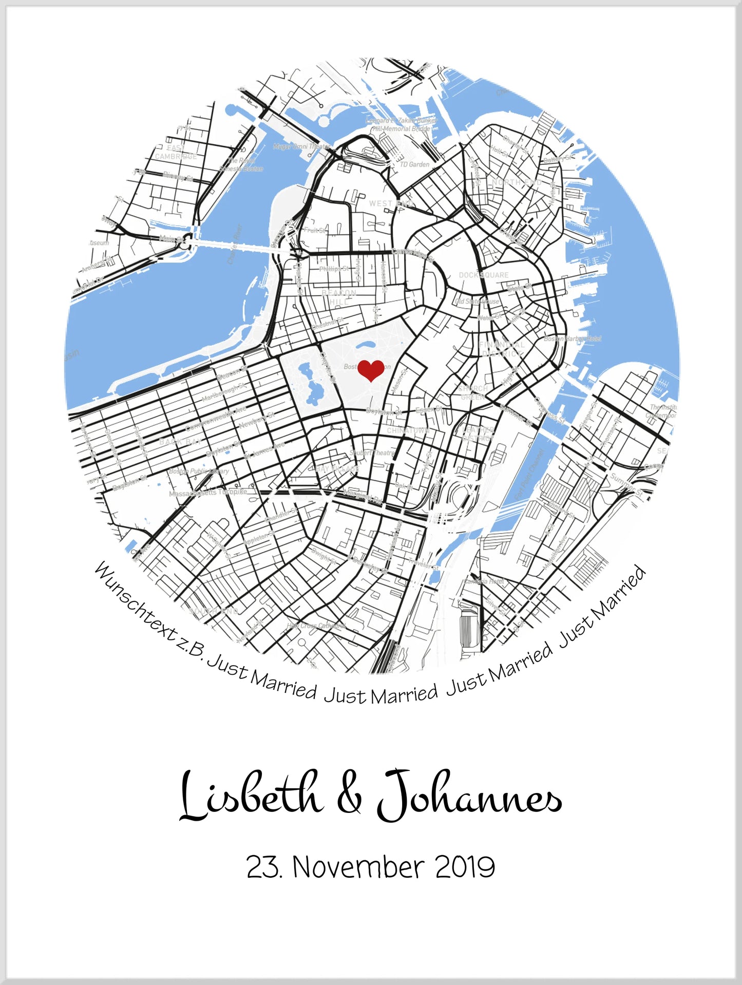 Poster "Hochzeit Koordinaten" | Personalisiertes Hochzeitsgeschenk | Stadtposter Koordinaten Bild