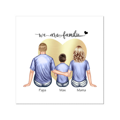 Weihnachtsgeschenk Familienbild mit 1 Kind - personalisiertes Geburtstagsgeschenk Papa -Geschenk Mama