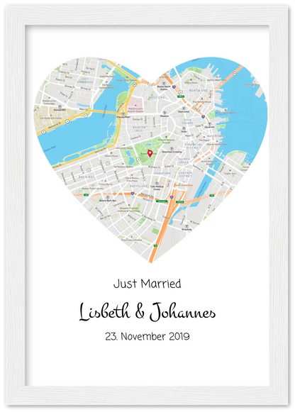 Personalisiertes Hochzeitsgeschenk - Poster im MAP-STYLE - Geschenkidee Hochzeit Herz - Hochzeitstaggeschenk - Valentinstaggeschenk