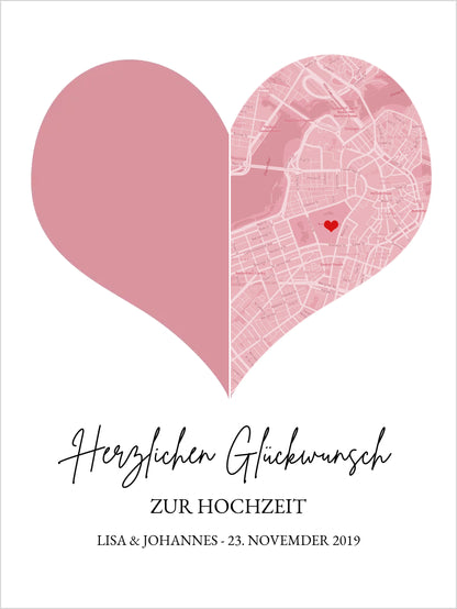 Hochzeitsgeschenk Stadtkarte Poster Geschenk mit Foto | Koordinaten Fotoposter zur Hochzeit | Hochzeitstag Jahrestag Valentinstag