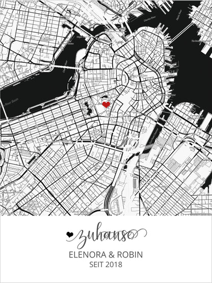 Personalisiertes Koordinaten Bild Zuhause | Stadtkarte Poster Einzugsgeschenk Wohnung Haus
