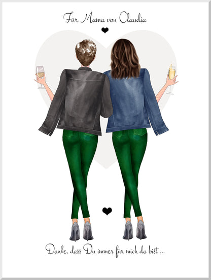 Muttertag Geschenk personalisiertes Poster - Beste Mutter Geburtstag Bild Muttertagsgeschenk Idee - Mutter Tochter Bild - Beste Mama der Welt