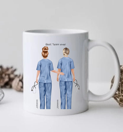 5 Beste Krankenschwester Team Tasse, Personalisierter Kaffeebecher, Danke Geschenkidee Kollegin, Tassendruck, Pflegerin, Ärztin